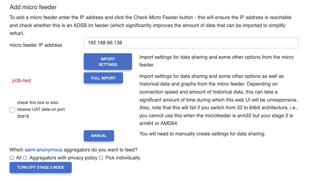 Import Micro Feeder settings